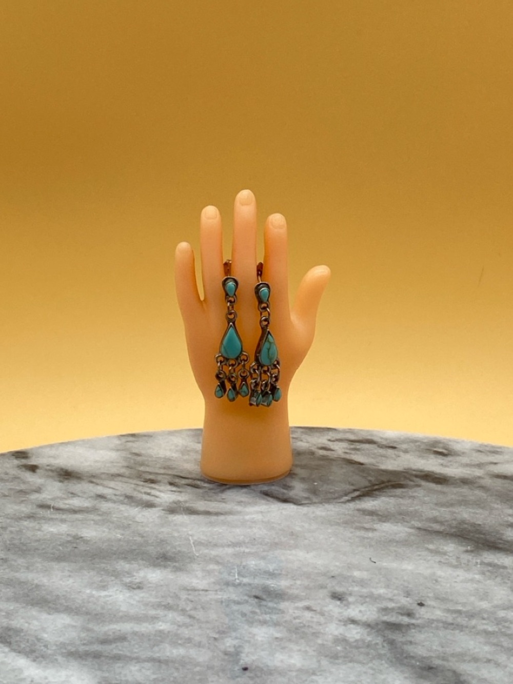 Vintage dangle earrings turquoise sterling silver 925 - 00G0BZ